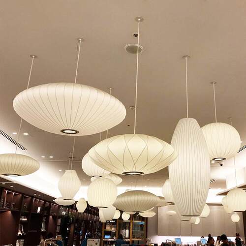 日式蚕丝吊灯餐厅灯具新中式灯笼禅意茶室吊灯火锅店灯饭店楼梯灯
