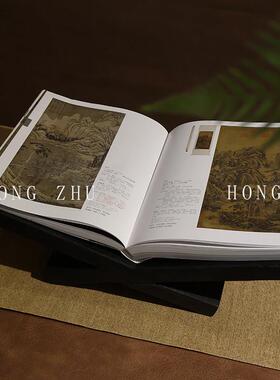 现代中式侘寂风样板书房碳化木书架茶几摆件会所酒店售楼处软装饰