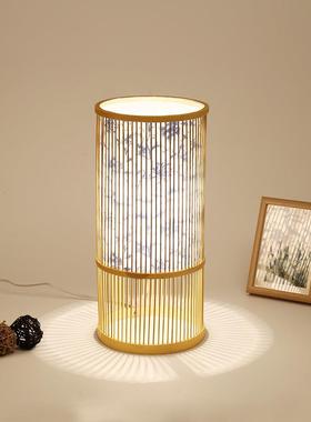 新中式茶室台客厅卧可室床头艺竹灯温灯馨66519调光手工竹编装饰