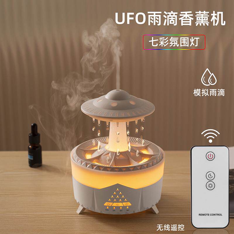 新款创意云朵雨滴加湿器家用卧室桌面小型便携静音七彩水滴香薰机