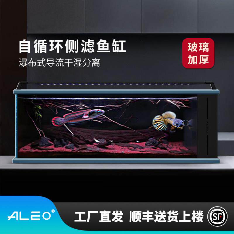 莱易欧侧滤金鱼缸一体式电龙缸三湖慈鲷缸客厅桌面全套超白鱼缸