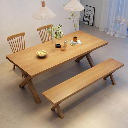 北欧全实木大板餐桌椅组合家用客厅多人位桌子餐厅酒店原木风餐桌