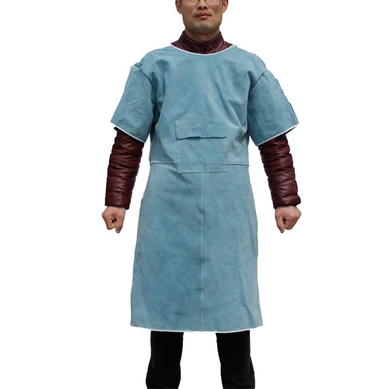 正品热防火燃防辐射隔牛皮电焊服皮围裙短袖电专焊阻防护服电焊工
