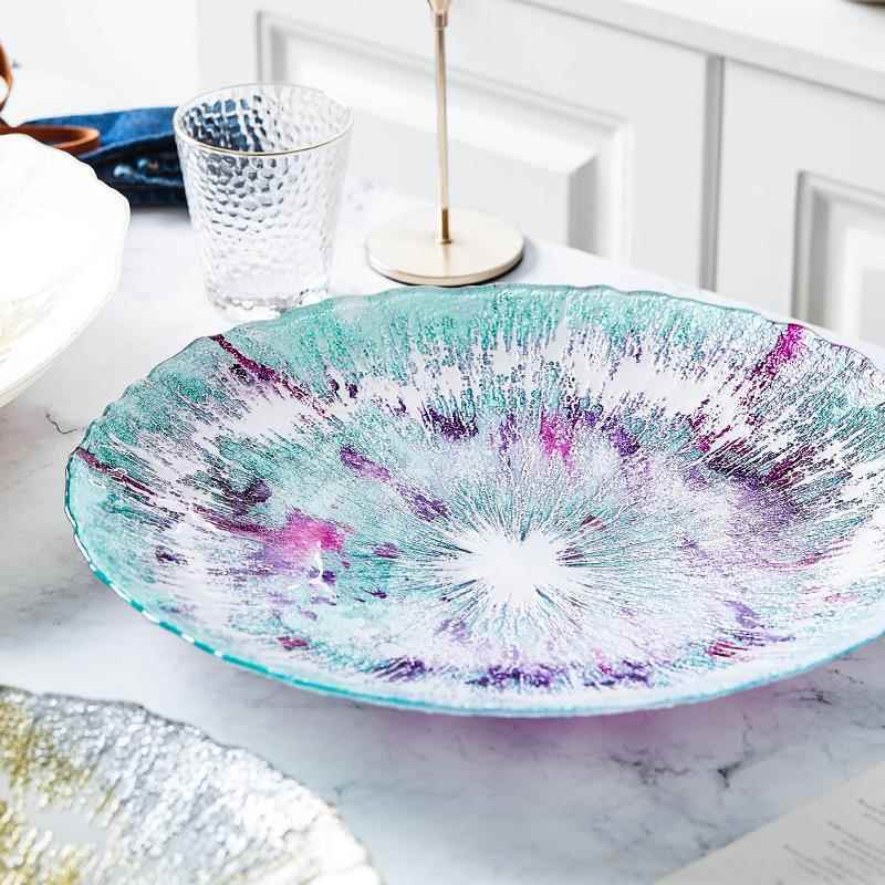 ARDACAM 进口无铅玻璃果盘创意金沙果兜沙拉水果冷食摆盘酒店家用