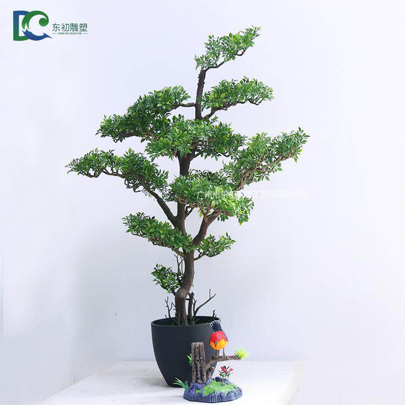 仿真迎客松盆栽室内绿植小盆栽盆景思乡叶绿植客厅摆设桌面装饰品