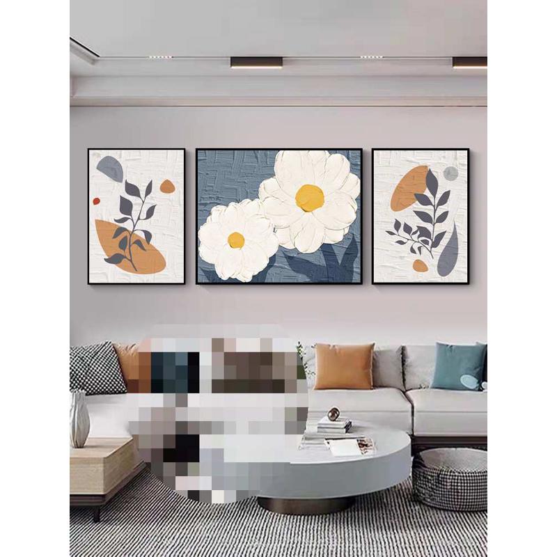 客厅北欧装饰画轻奢大气三联沙发背景墙挂画现代简约高级抽象壁画图片