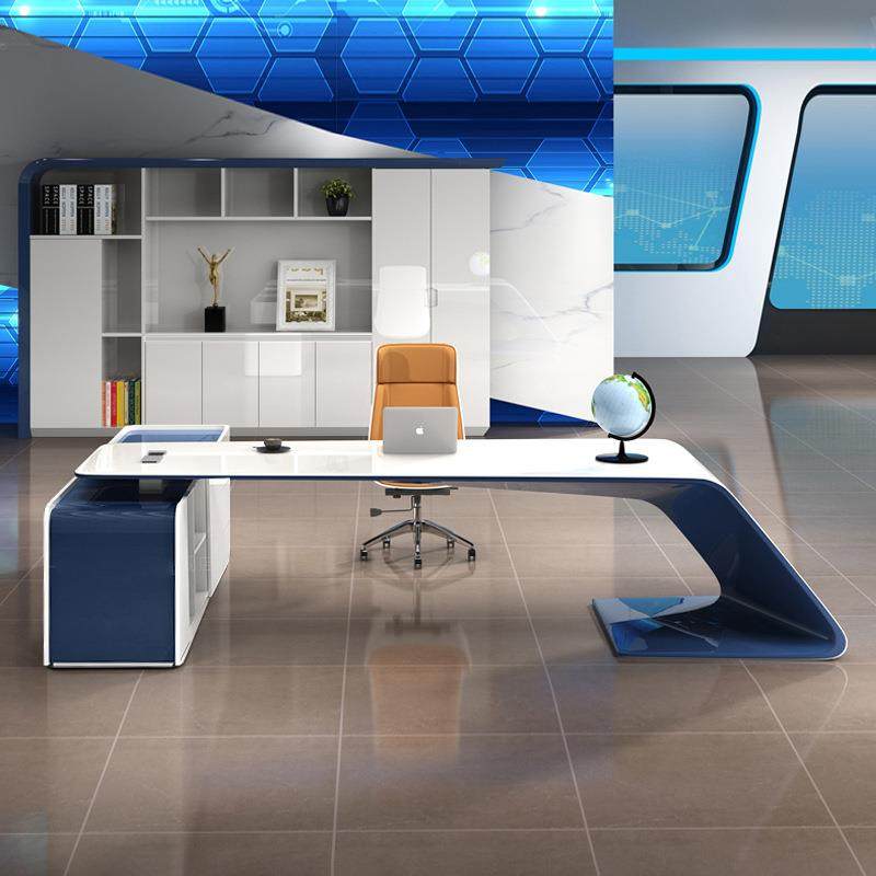 广东代办公DBT家具老板桌简约现办公桌椅组合烤大漆总裁桌创意班