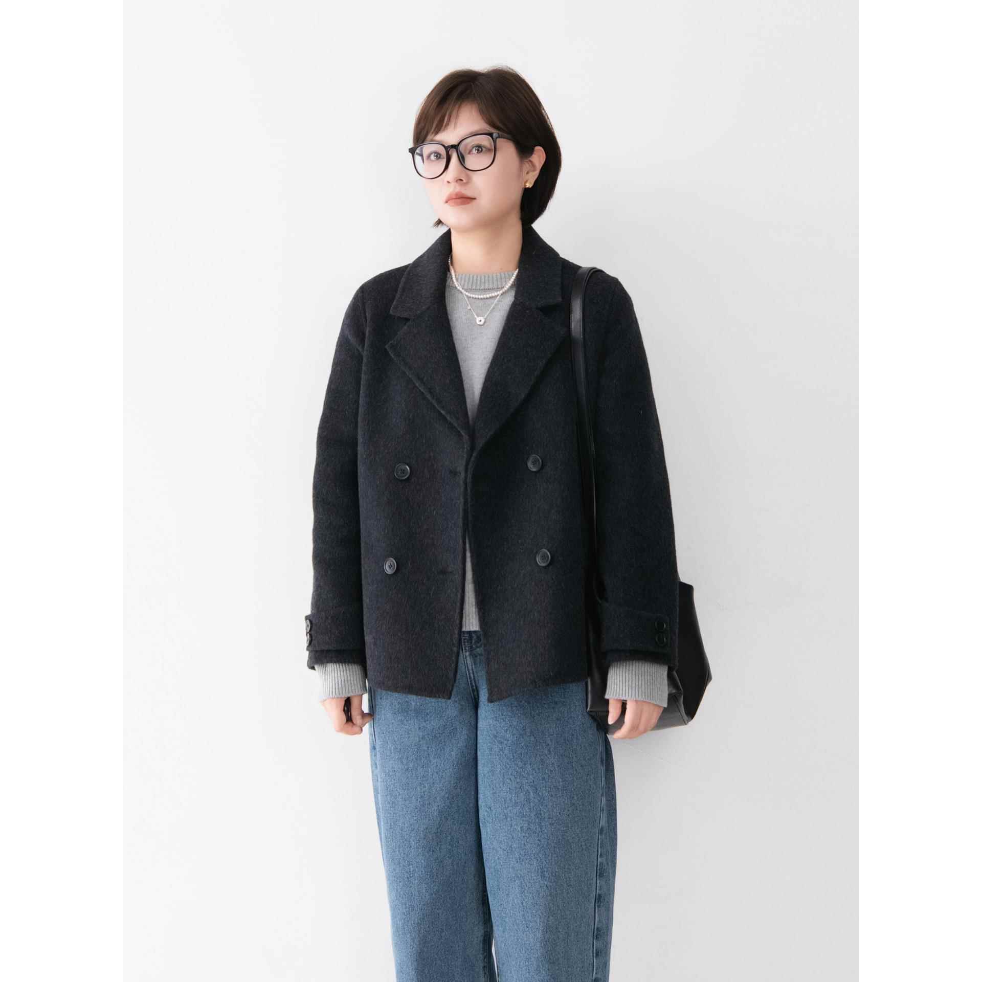 69.2%绵羊毛气质通勤西装领双面羊毛呢女百搭高级感正肩大衣外套