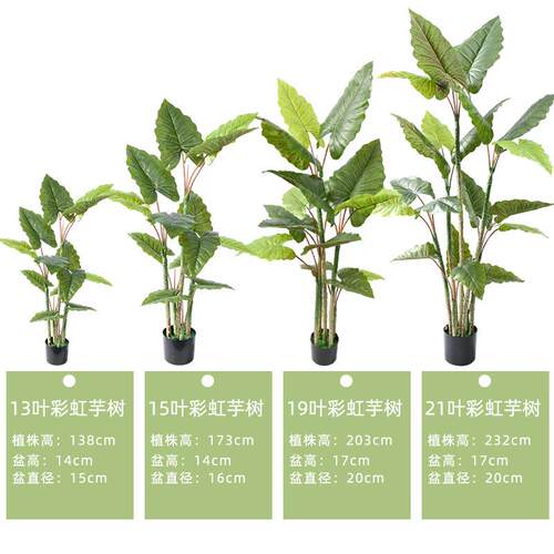 北欧风家居大型仿生植物装饰彩虹芋树盆栽绿化盆景人造仿真绿植