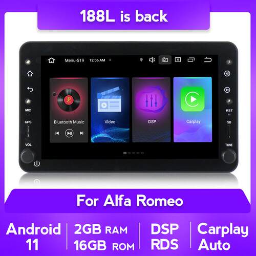 适用于菲亚特AlfaRomeo专用安卓导航仪carplayAUTO碟机车载DVD