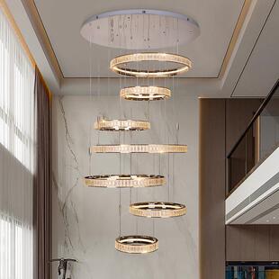 复式 楼大吊灯现代简约别墅客厅中空挑高楼中楼水晶轻奢楼梯长吊灯