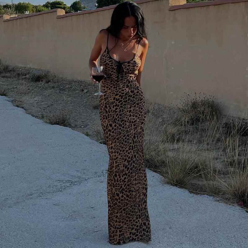 women for dress print leopard backless sexy straps