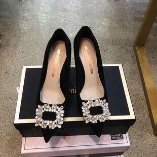 Kally 女士水钻方扣尖头细跟设计单鞋 都市魅力 高跟鞋 法式 Craes