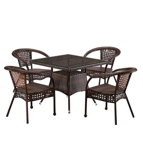 户户外竹藤椅外竹桌椅 庭院藤咖啡桌小几露天茶餐厅编织休闲椅 藤