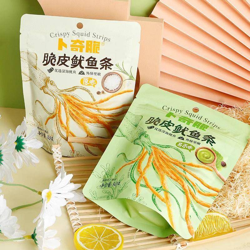 卜奇脆脆皮鱿鱼条 30g香脆芥末油炸鱿鱼丝零食品休闲追剧解馋小吃