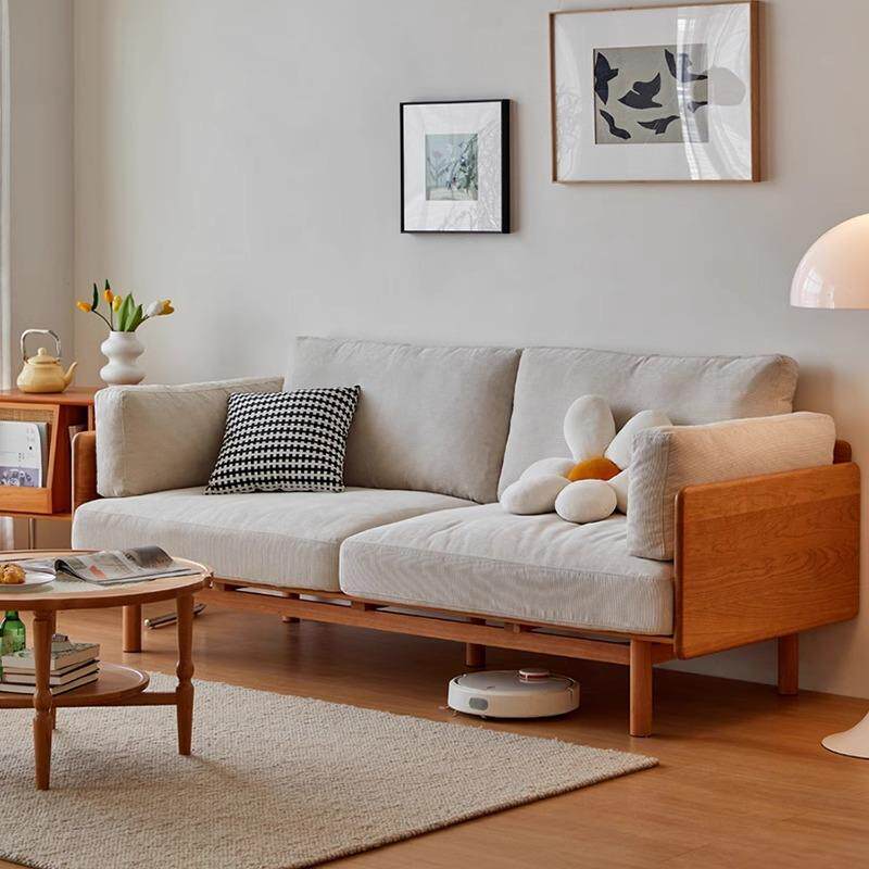 北欧实木沙发布艺客厅现代简约小户型单人三人冬夏两用真皮艺沙发