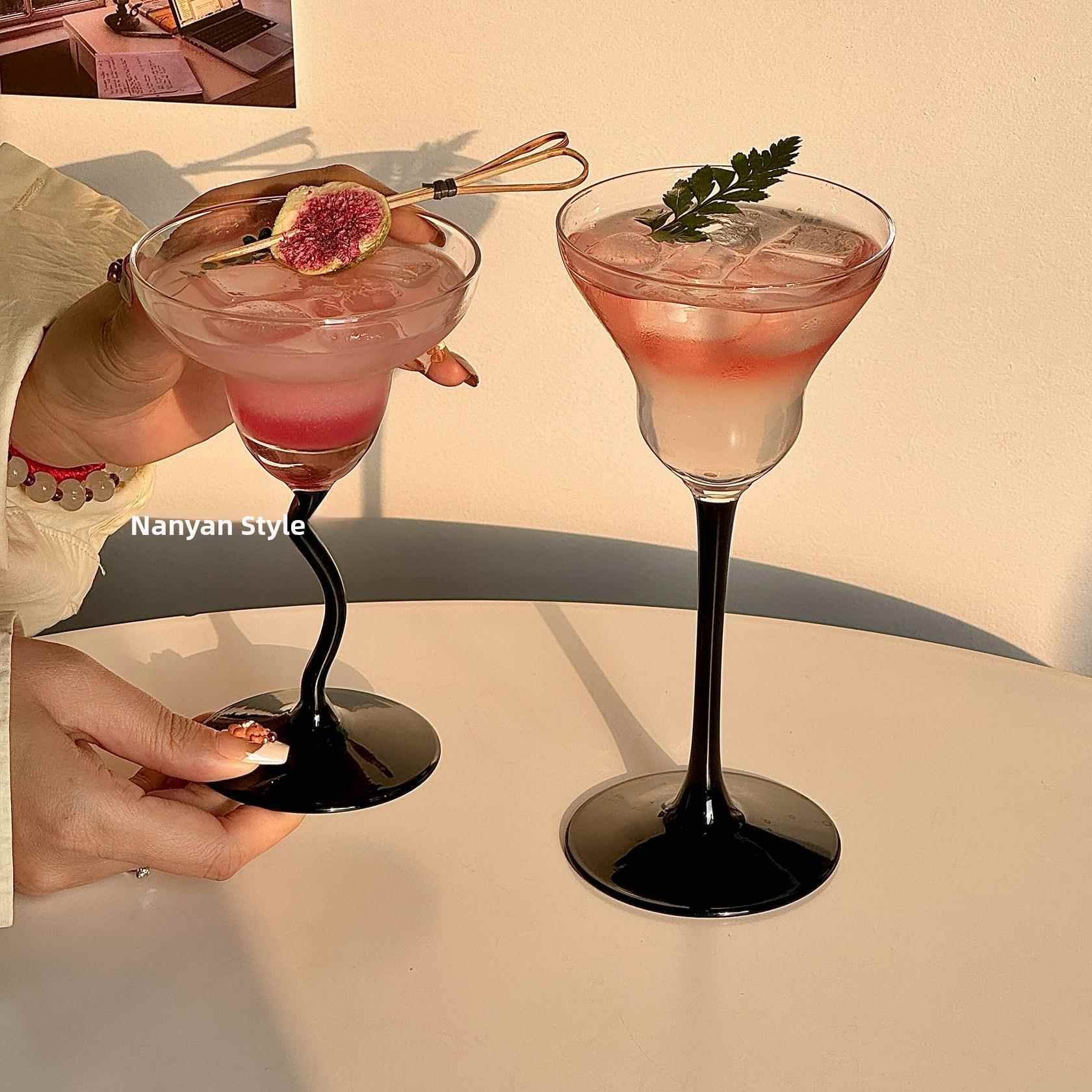 在风黑棒高玻璃家居设计女孩特别玛格丽特杯微醺鸡尾酒杯