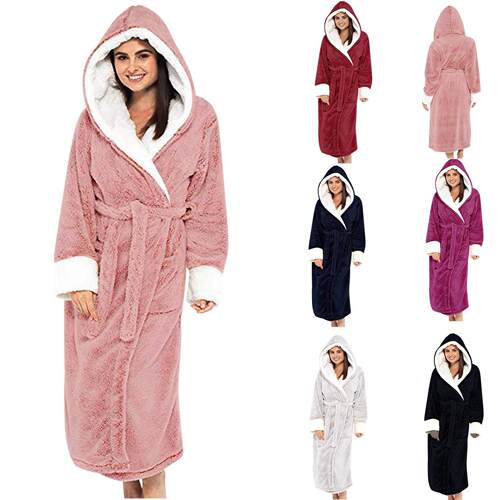 Women's long bathrobe with belt