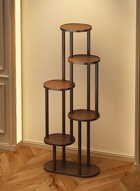 实木架置物架中式内落地新中式木花盆花WRK竹仿古客实厅式吊兰花