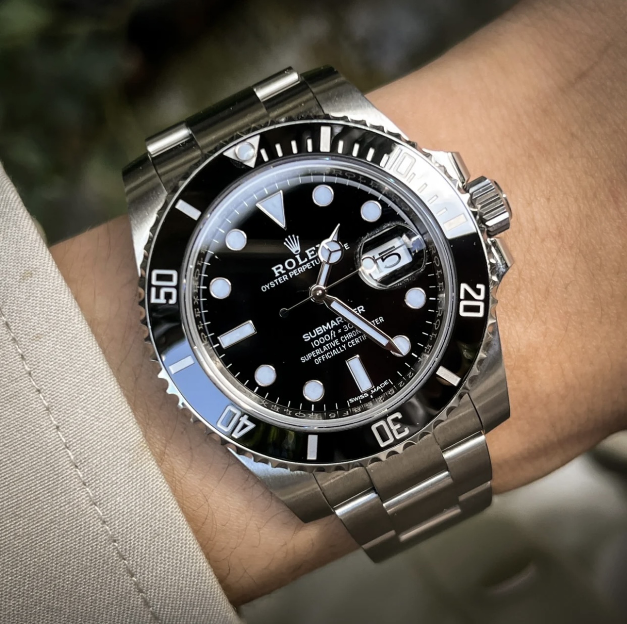 先鉴后发 盒证98新劳力士黑水鬼自动机械男表116610ln正品