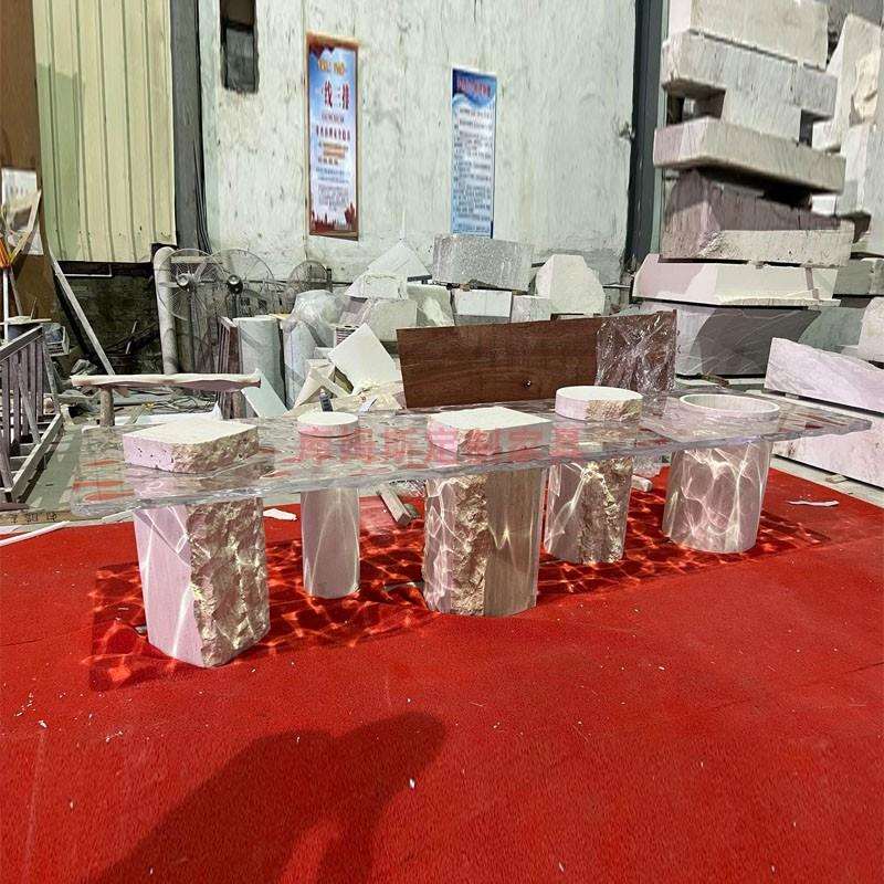 意大利欧式极简天然大理石餐桌现代别墅样板房西餐厅长方形展示