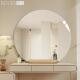BO用LEN异形半圆台放式 靠513墙化摆妆镜带实木底座梳妆家免打孔镜