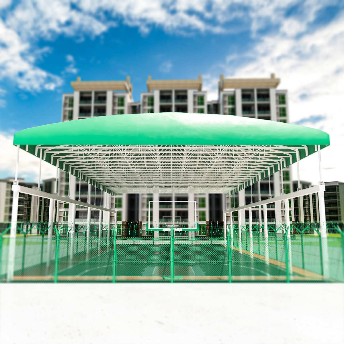 膜结构停车棚遮阳雨棚七字型钢梁户外充电桩张拉膜棚汽车棚景观棚