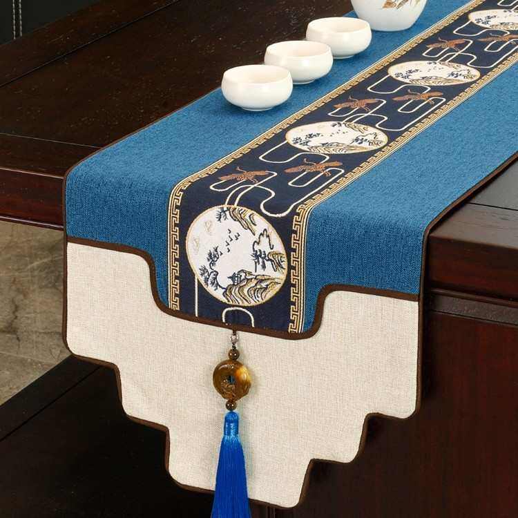 新中式桌旗禅意茶席中国风茶台餐桌茶几旗桌布电视柜长条盖布,居家布艺,桌旗,淘宝优惠券,粉丝福利购,淘宝优惠卷