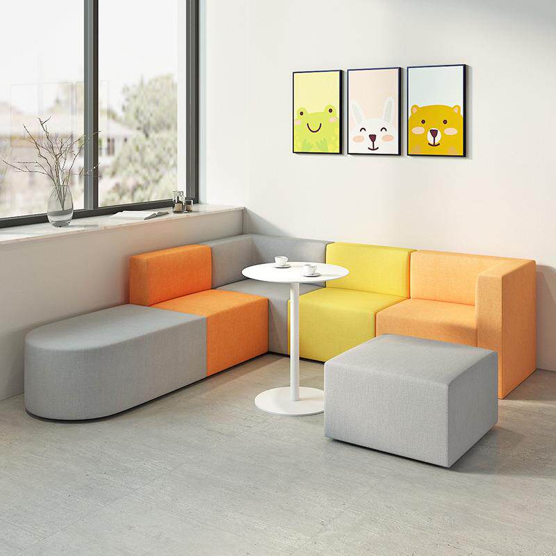 商务办公室会客大厅接待洽谈区辅导班培训机构中心个性沙发组合凳