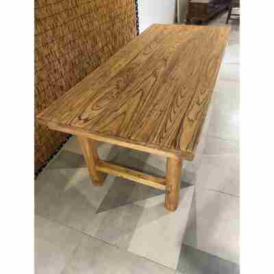 W6老榆木桌实简木板复古台约板茶桌长条餐平桌家用原木桌吧HCJ大