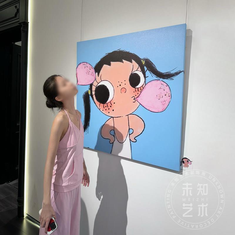 Fyuy 玉多巴胺可爱客厅装饰画卡通人物小众无框画玄关壁画过道挂