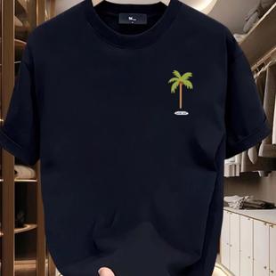 青年夏季 重磅印花短袖 潮牌宽松圆领上衣 T恤痞帅ins街头男女款 美式