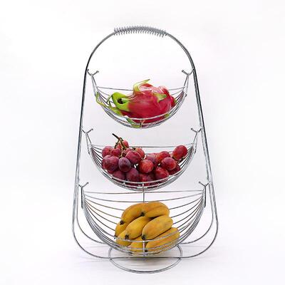 篮创意铁线工艺能时尚三层水SLL-001果铁艺置物架可功摇摆水果架