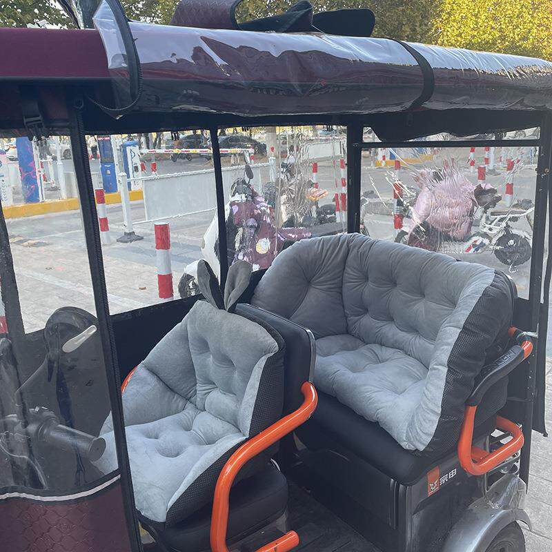 电动三轮车保暖水晶绒坐垫前座后座组合休闲椅垫接孩子放学挡风