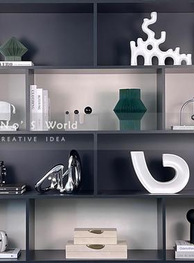 61K3书柜摆件书架装饰样板间柜子展示柜软装流体水滴饰品双反相机