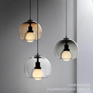 吧北欧轻奢台吊灯现MG950餐代简约头餐桌单床头灯具三头厅玻璃圆