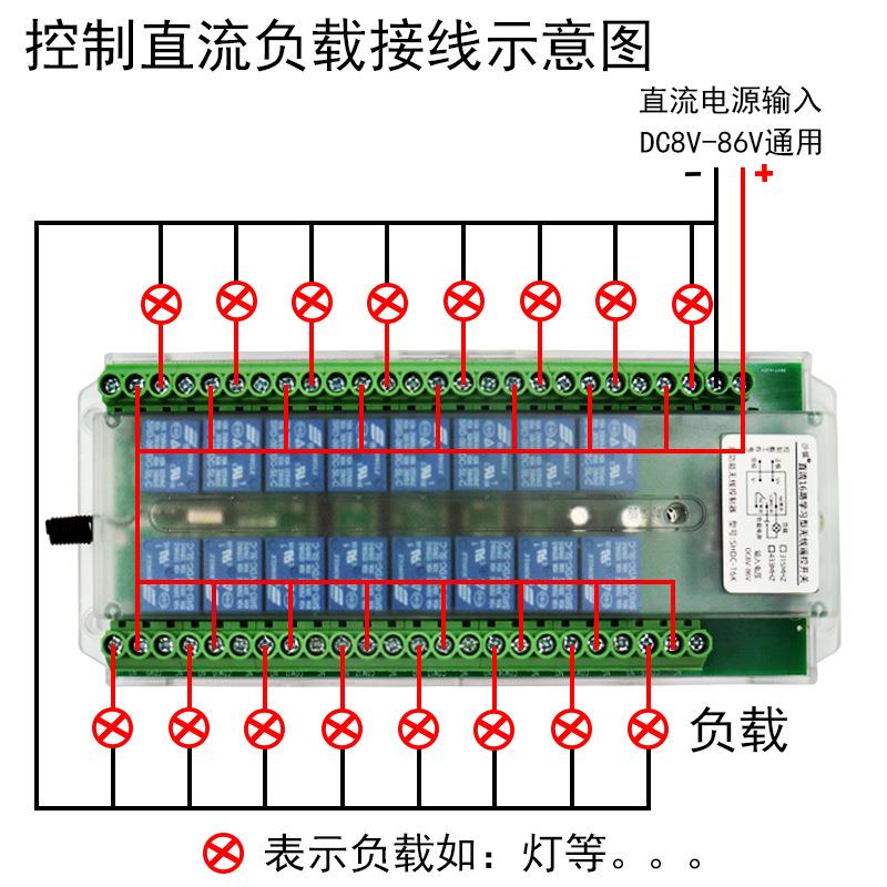 12V24V多路控制开关6路无393遥控器开关直流16路1接收控线制器