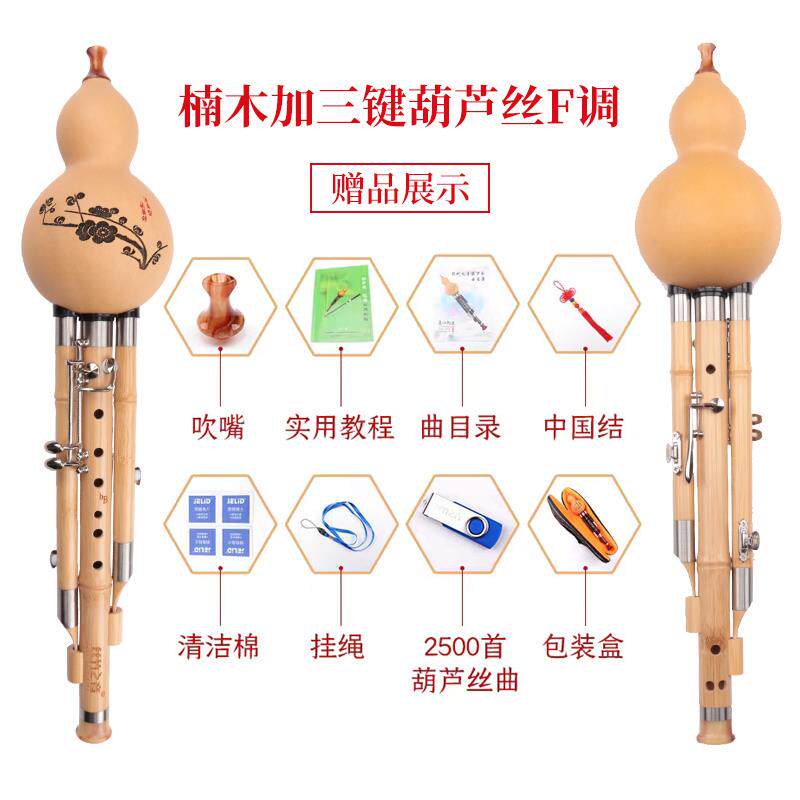 正品加键葫丝c调降b调成专人业演奏型云三南乐器天芦然楠竹葫芦丝
