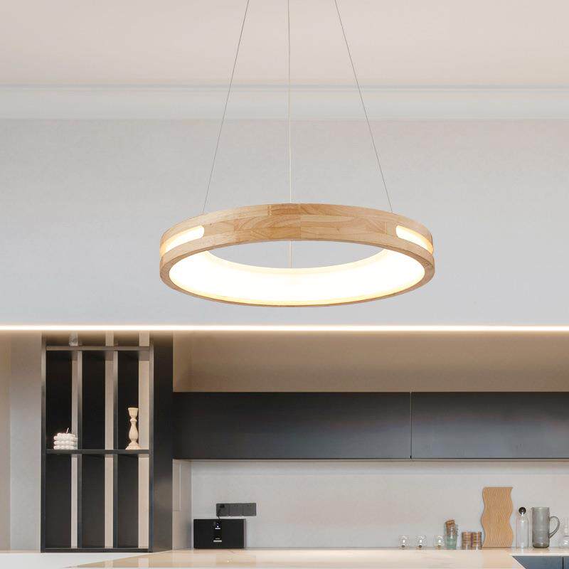 日式简原木餐厅吊灯圆环书房办公室灯具款创意个性卧室约CS110灯