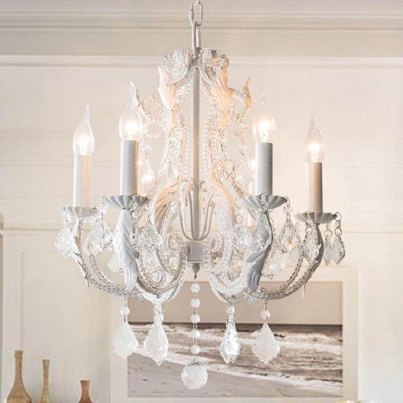 美式乡村餐厅灯复古做旧客厅灯法式田园公主儿童房简约水晶吊灯