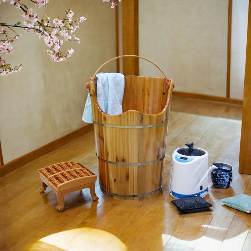 泡脚木桶高深桶加热熏蒸木桶泡脚桶洗脚桶足浴桶养生保温木质过膝