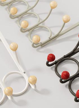 挂免打孔挂衣架创意多排衣钩艺铁原木门挂钩墙上后承WB231116重壁