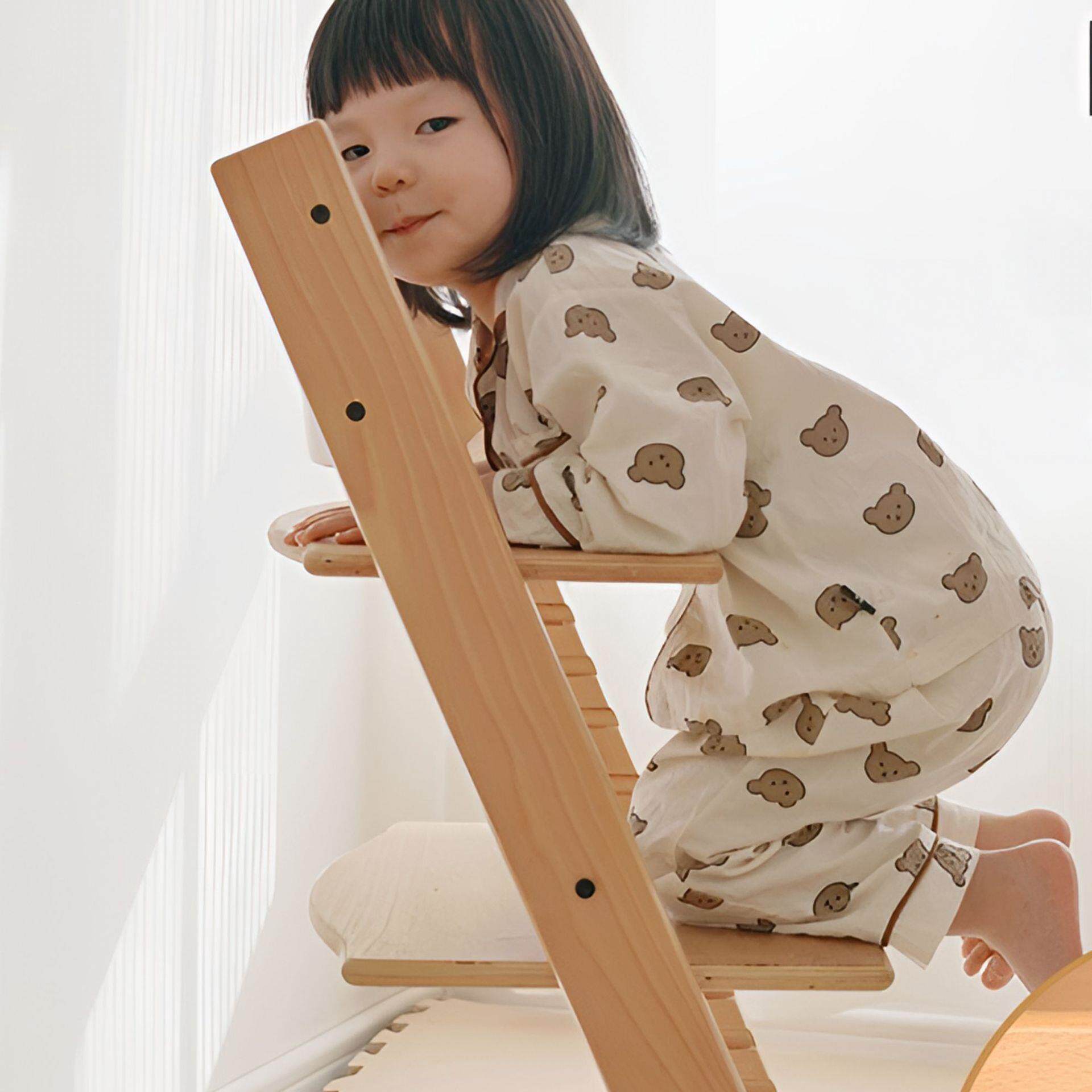 榉木成长椅婴幼儿童实木餐椅家用多功能多档可调节宝宝吃饭学习椅