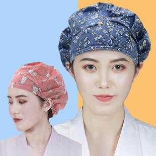 韩版厨房帽子女家用做饭炒菜防油烟防掉头发可调节包头纯棉厨师帽