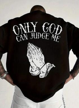 Mens Casual Only God Can Judge Me Graphic T-Shirt - Crew