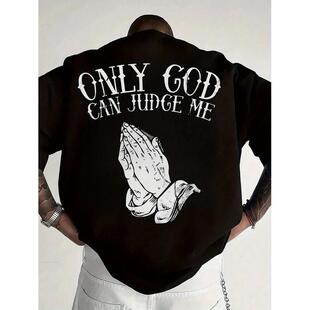 Men God Shirt Casual Crew Neck Sleeve Beige Praying Hands