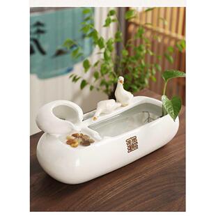 陶瓷小流水摆件流水循环鱼缸动循环猫咪器饮水桌面型自办公YSO室