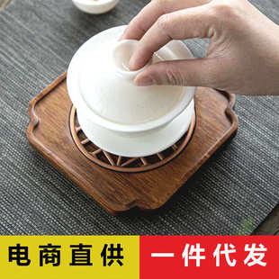 重竹壶承实木茶壶垫壶承隔热茶座茶壶架杯垫茶具木壶托垫茶道铜器