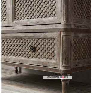 式 乡美村复古工业风L柜OFT做旧实家木衣柜2门橡木衣仿770古卧室具