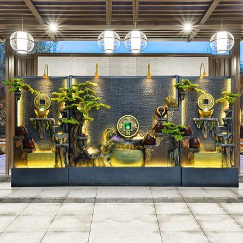 花园庭院假山流水墙喷泉水幕墙鱼缸大堂造景摆件循环水景装饰屏风